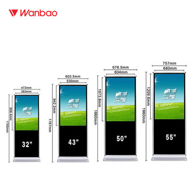 เครื่องเล่นโฆษณา LCD แบบตั้งพื้นการจัดการระยะไกลสำหรับโฆษณาในร่ม